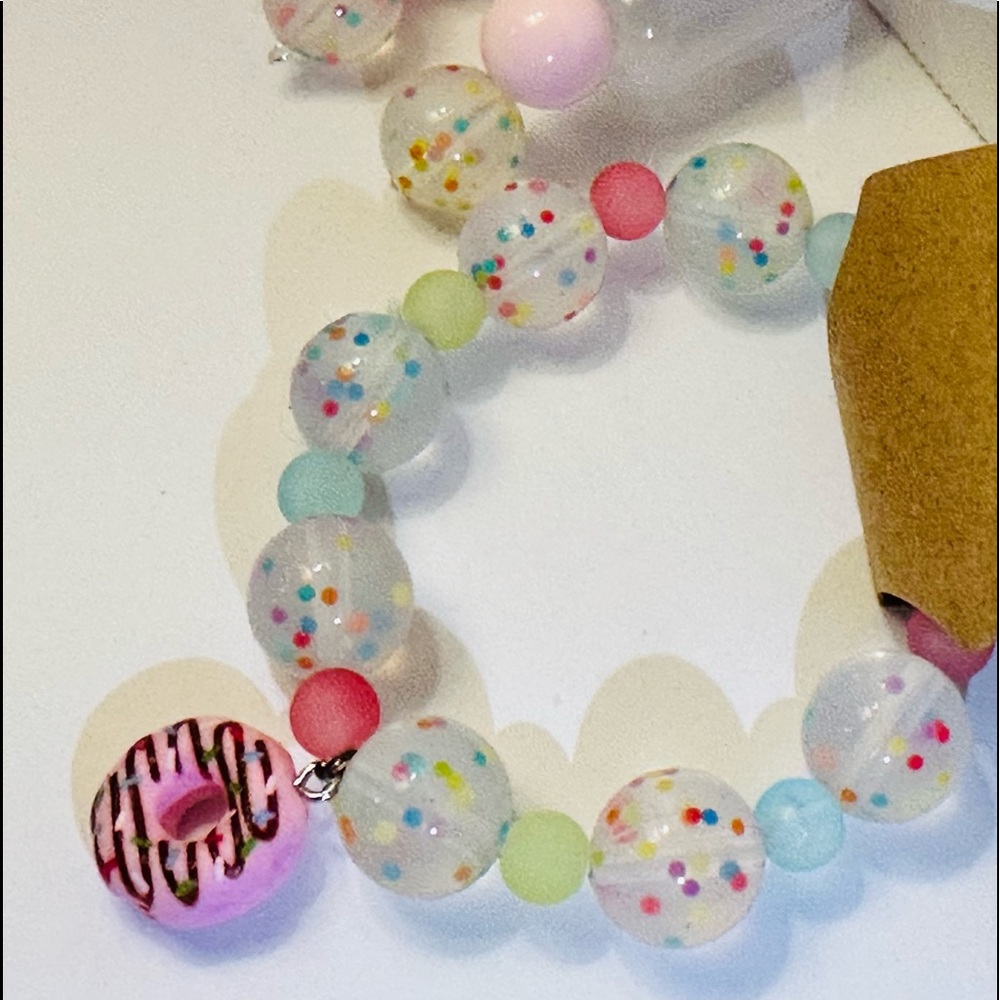 Handmade donut bracelet and earring set